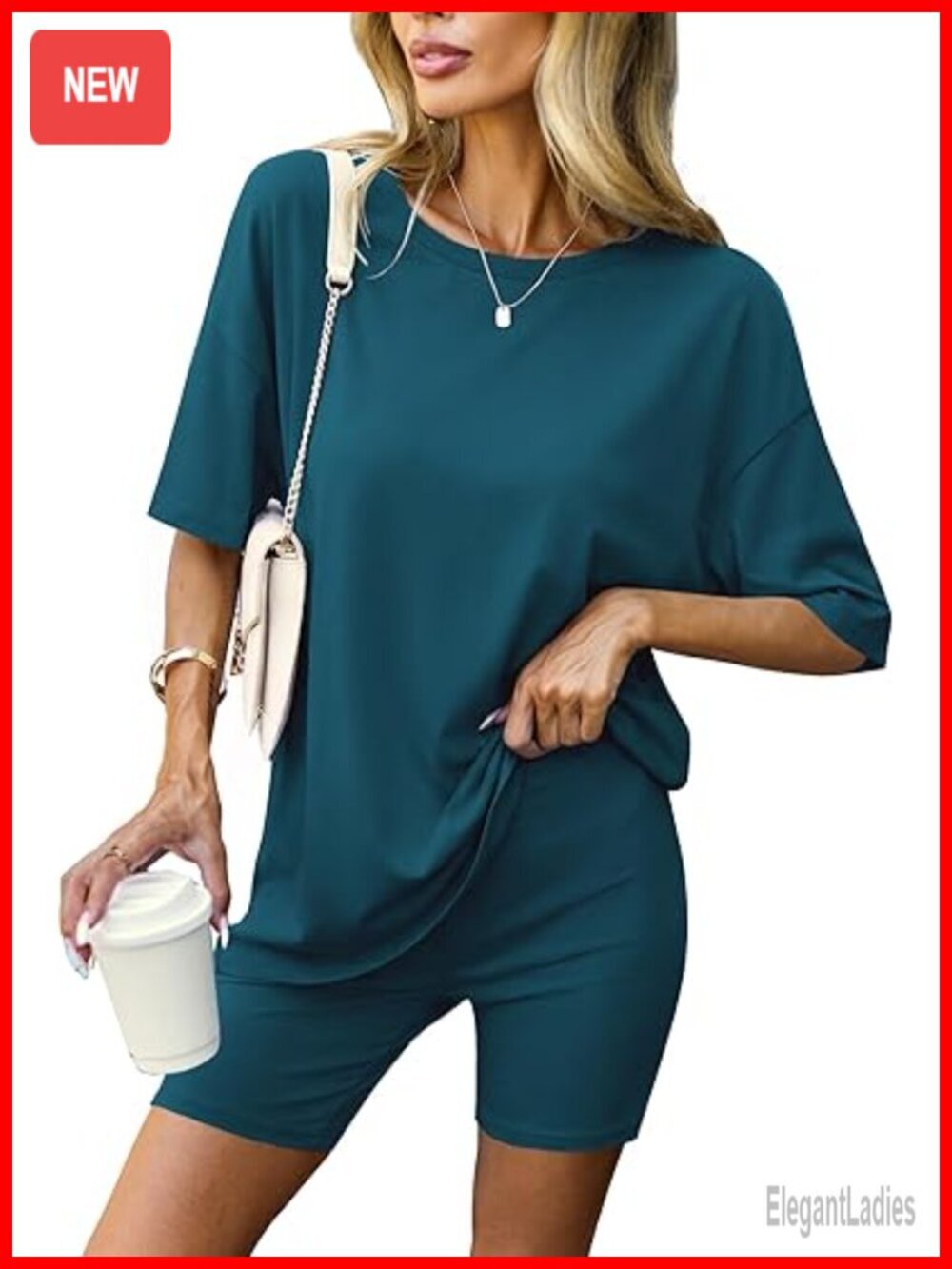 Moisture Wicking 2 Piece Lounge Set - Oversized T-Shirt & Biker Short Matching